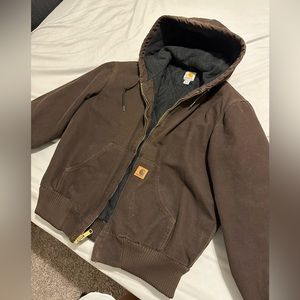 CARHARTT LOOSE FIT FIRM DUCK INSULATED FLANNEL- Size Medium Dark Brown